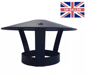 Chimney Rain Hat Clamp / Bolt On - Narrowboat /Wide beam/ Boat Flue Stove - Black